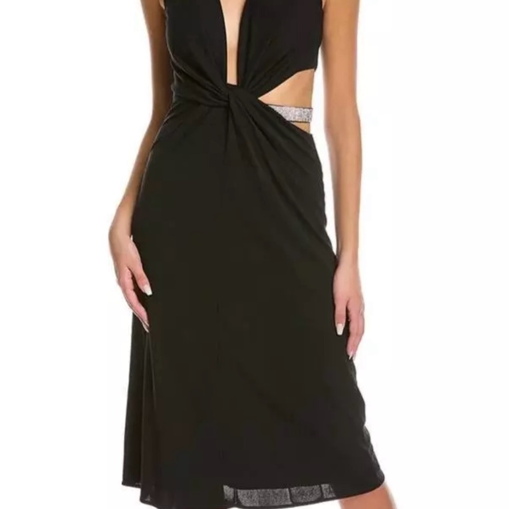 Authentic Halston Selena Jersey Crystal Cocktail Dress Sz 2